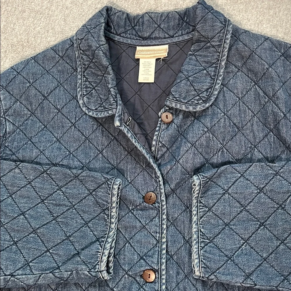 Vintage Quilted Chambray Jacket Womens 2X Boho Grandma Cottagecore Embroidered - Picture 7 of 12